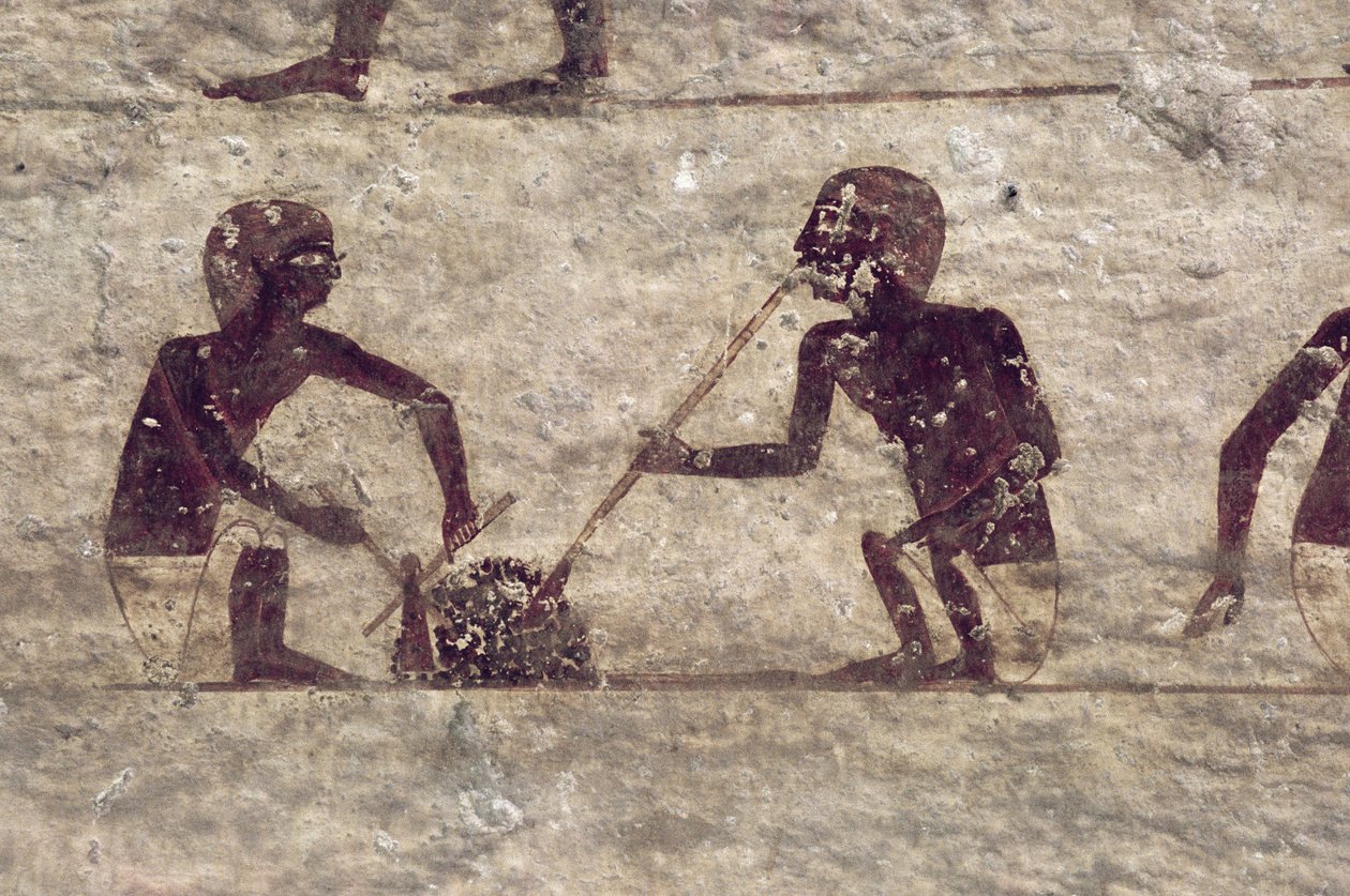 Cam Üfleyiciler, bir mezar duvar resminden detay, Mısır, Eski ve Orta Krallık (boyalı kireçtaşı) by Egyptian