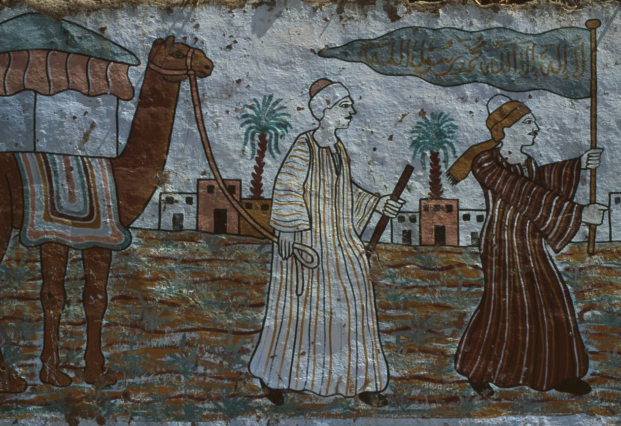 Develi adamları tasvir eden boyalı duvar (duvar resmi) by Egyptian