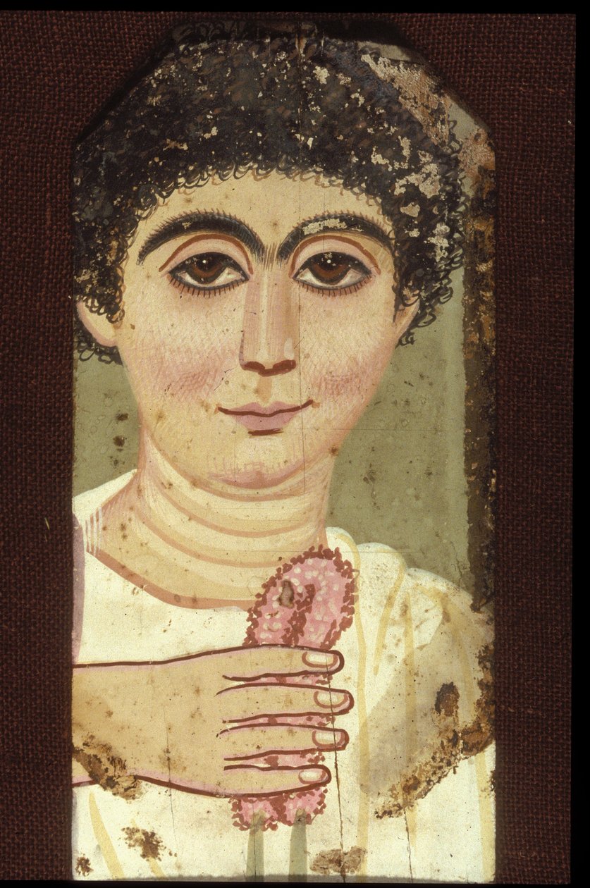 Bir kadın portresi (ahşap üzerine çini) by Egyptian