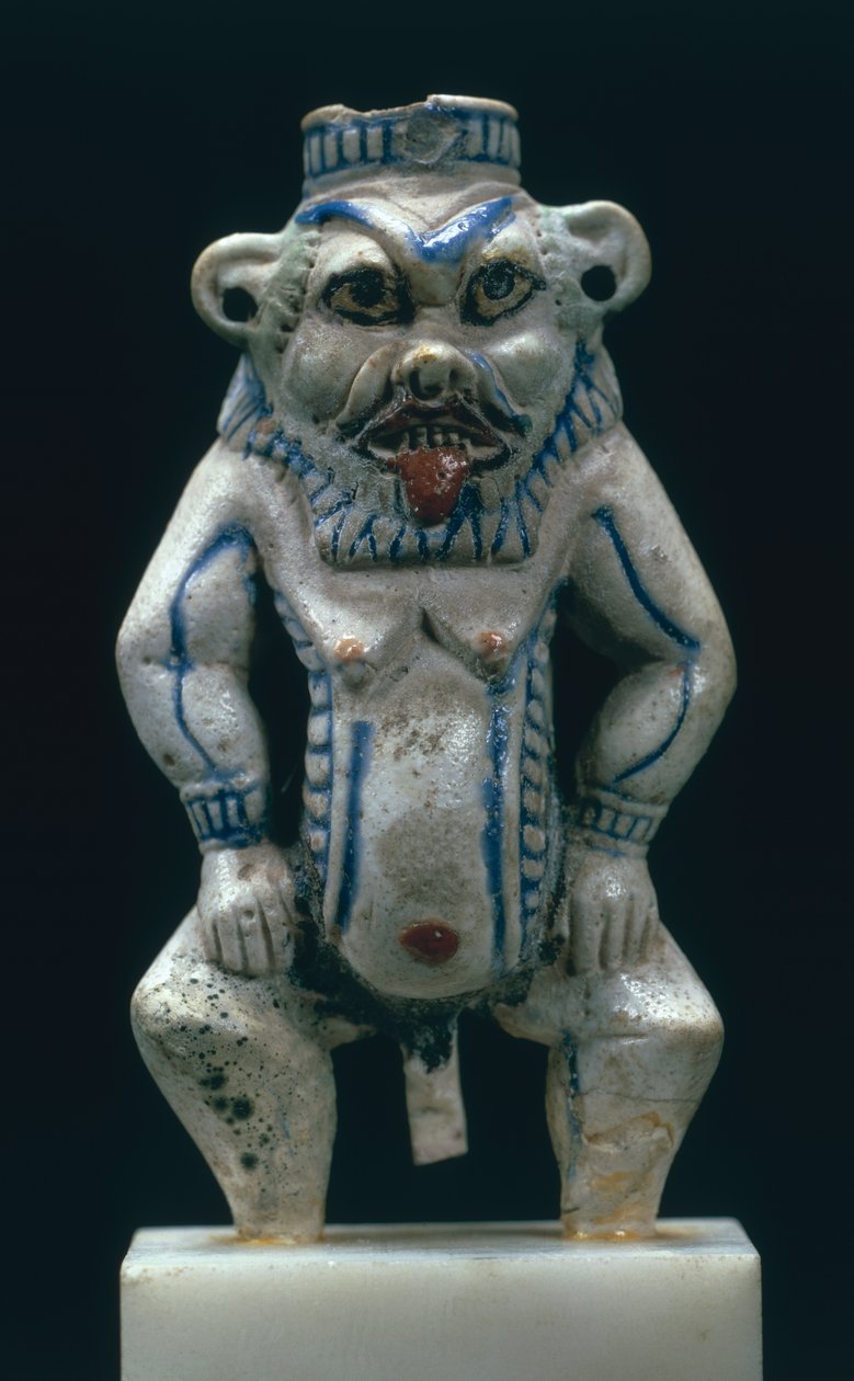 Tanrı Bes, Yeni Krallık, c.1400-1300 M.Ö. (fayans) şeklinde Kohl pot by Egyptian 18th Dynasty