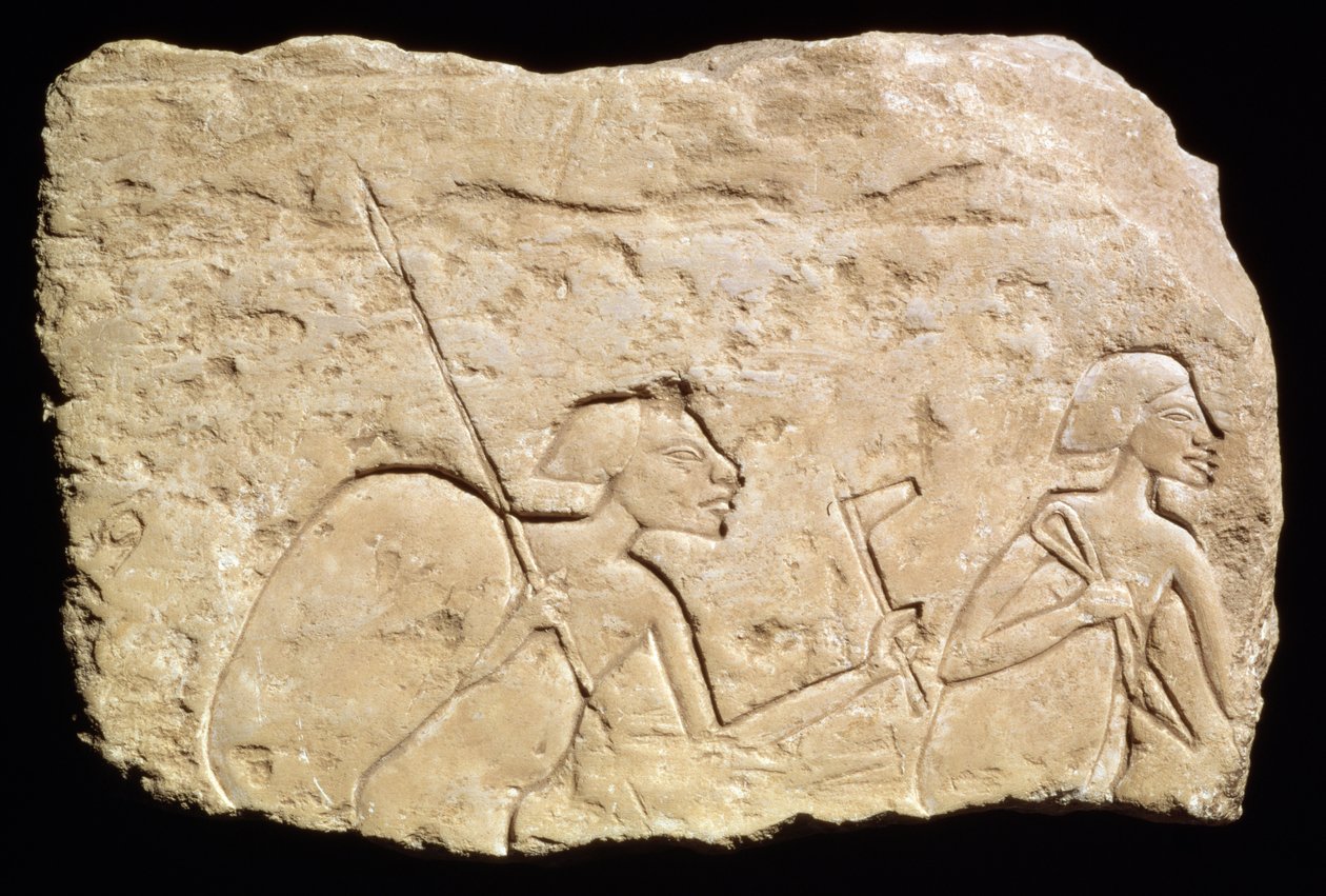 İki askeri tasvir eden kabartma, Yeni Krallık, MÖ 1353-1335 (kireçtaşı) by Egyptian 18th Dynasty