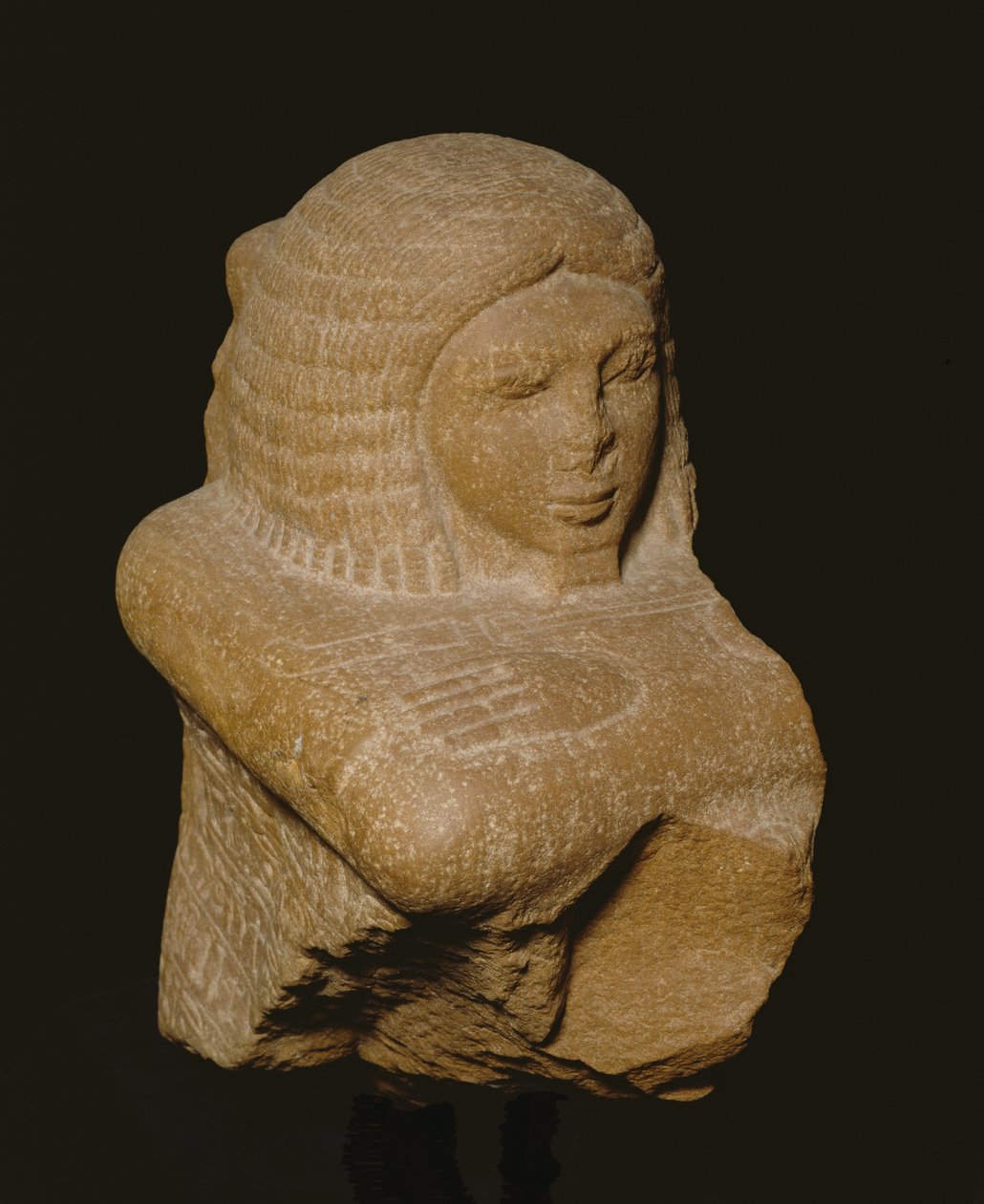 Bir yetkilinin blok heykeli, Yeni Krallık, MÖ 1279-1213 (kuvarsit) by Egyptian 19th Dynasty