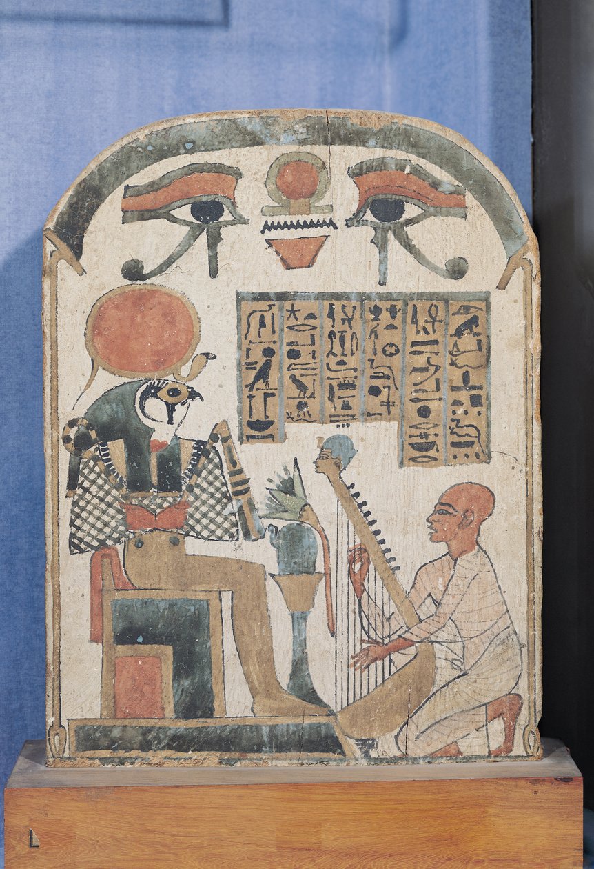 Arpçı Djedkhonsuiuefankh dikilitaşı, Mısır, Üçüncü Ara Dönem, (sıvalı ve boyalı ahşap) by Egyptian 22nd Dynasty