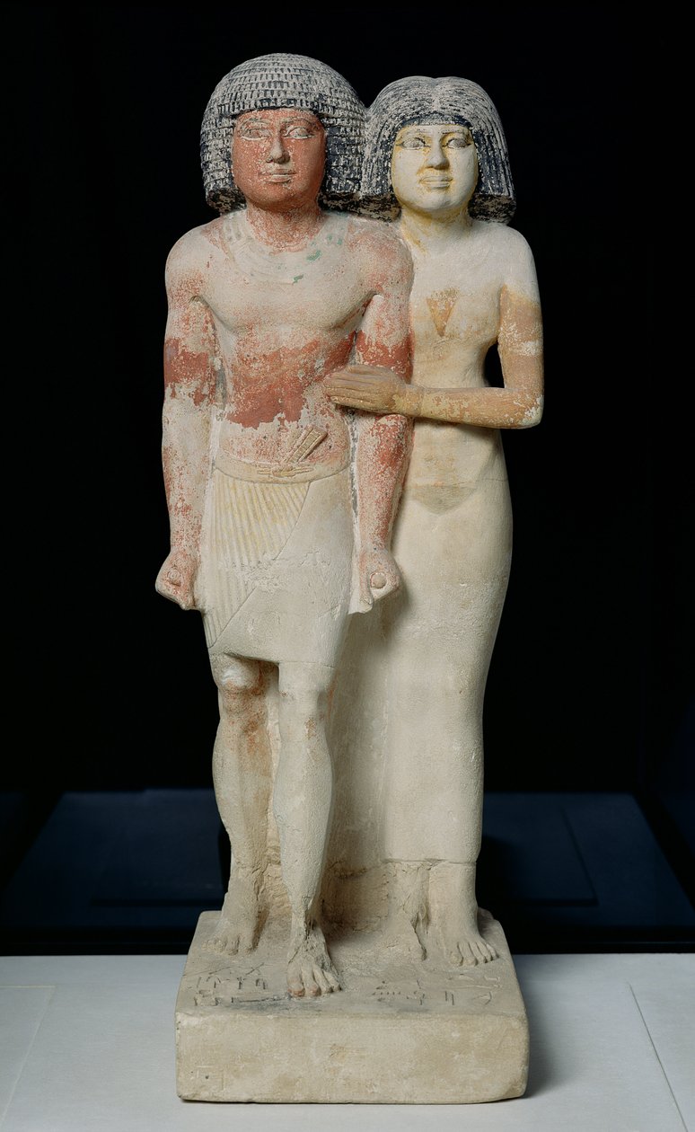 Raherka ve Meresankh Heykeli, Eski Krallık (kireçtaşı) by Egyptian 5th Dynasty