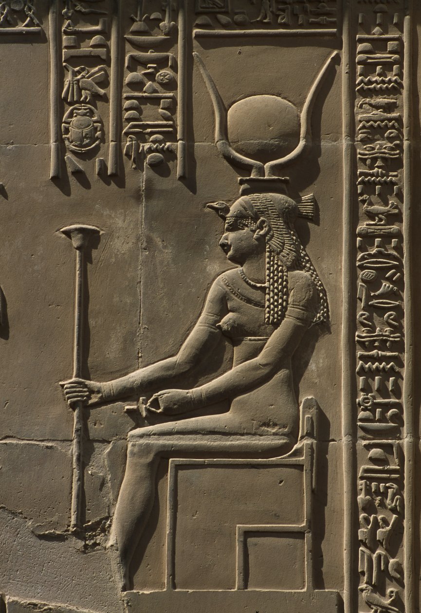 Bir kabartmanın detayı, Hathor taşı by Egyptian