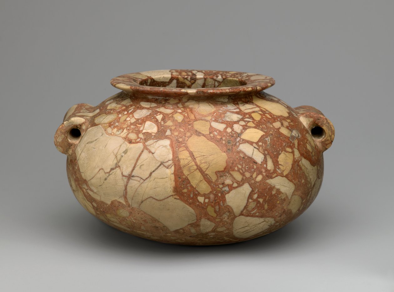 Tüp kulplu kavanoz, MÖ 3600-3000 (breş) by Egyptian