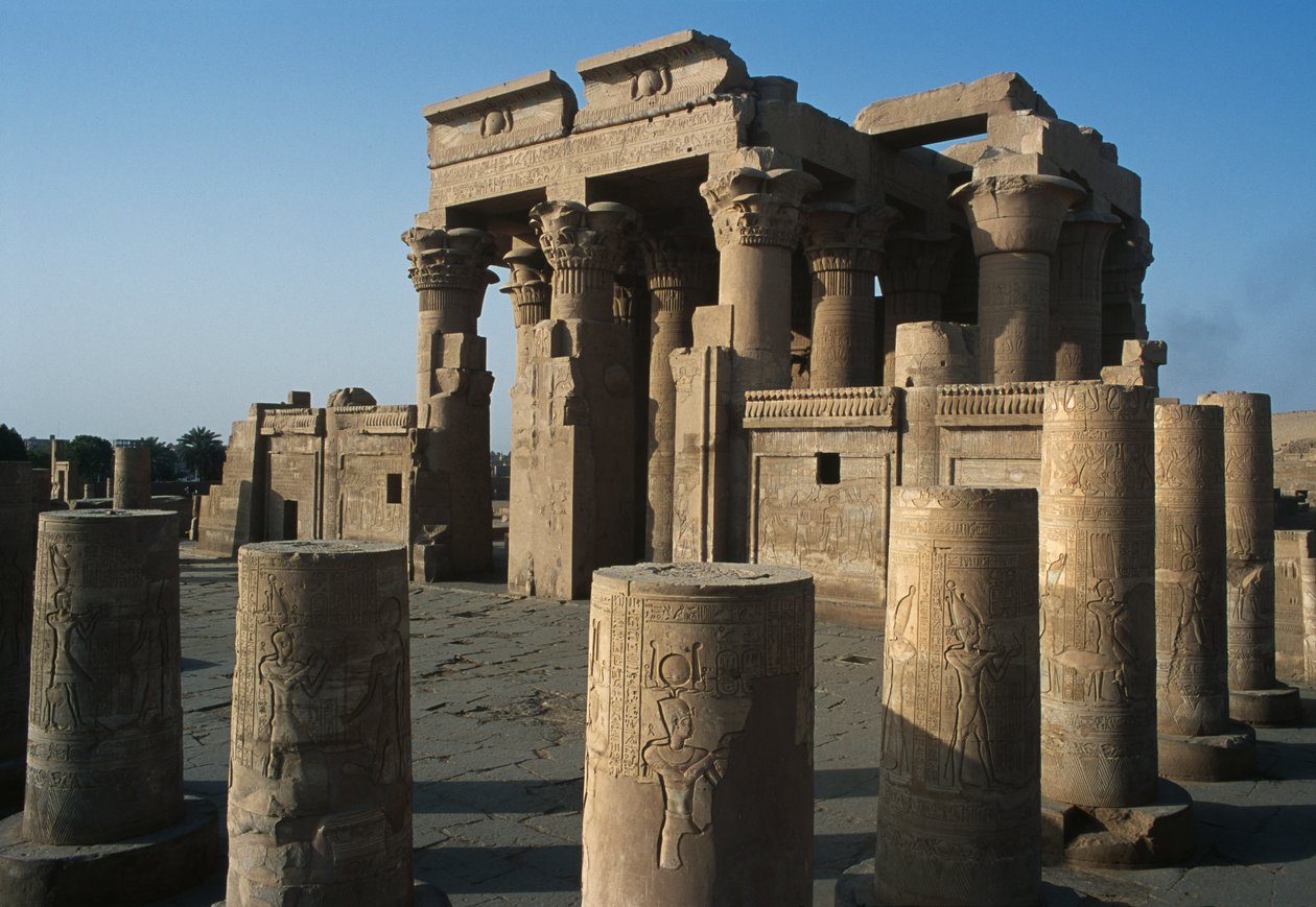 Nil Nehri üzerindeki Roma ve Ptolemaik Çift Sobek ve Haroeris Tapınağı'nın görünümü by Egyptian