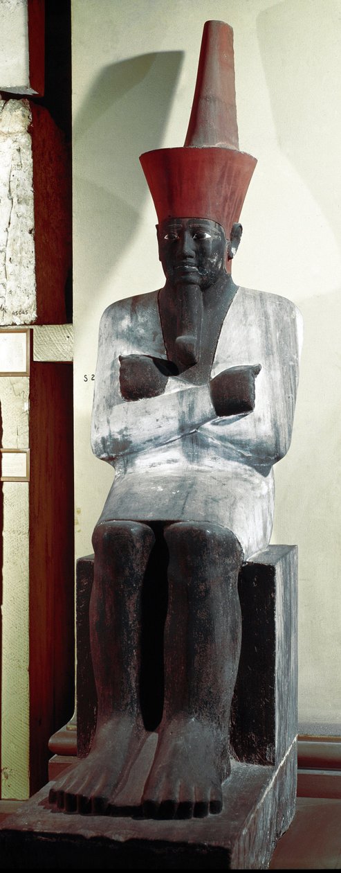 Mısır antik: Firavun Montuhotep II (veya Mentuhotep II) heykeli. 11. hanedan. Deir el Bahari