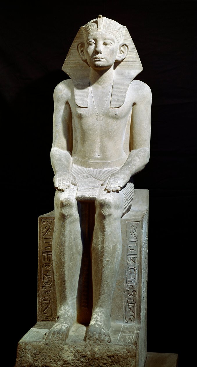 Mısır antik: Firavun Amenemhat (Amenemhat) III kireçtaşı heykeli. 12. hanedan. 1910 M.Ö. Hawara