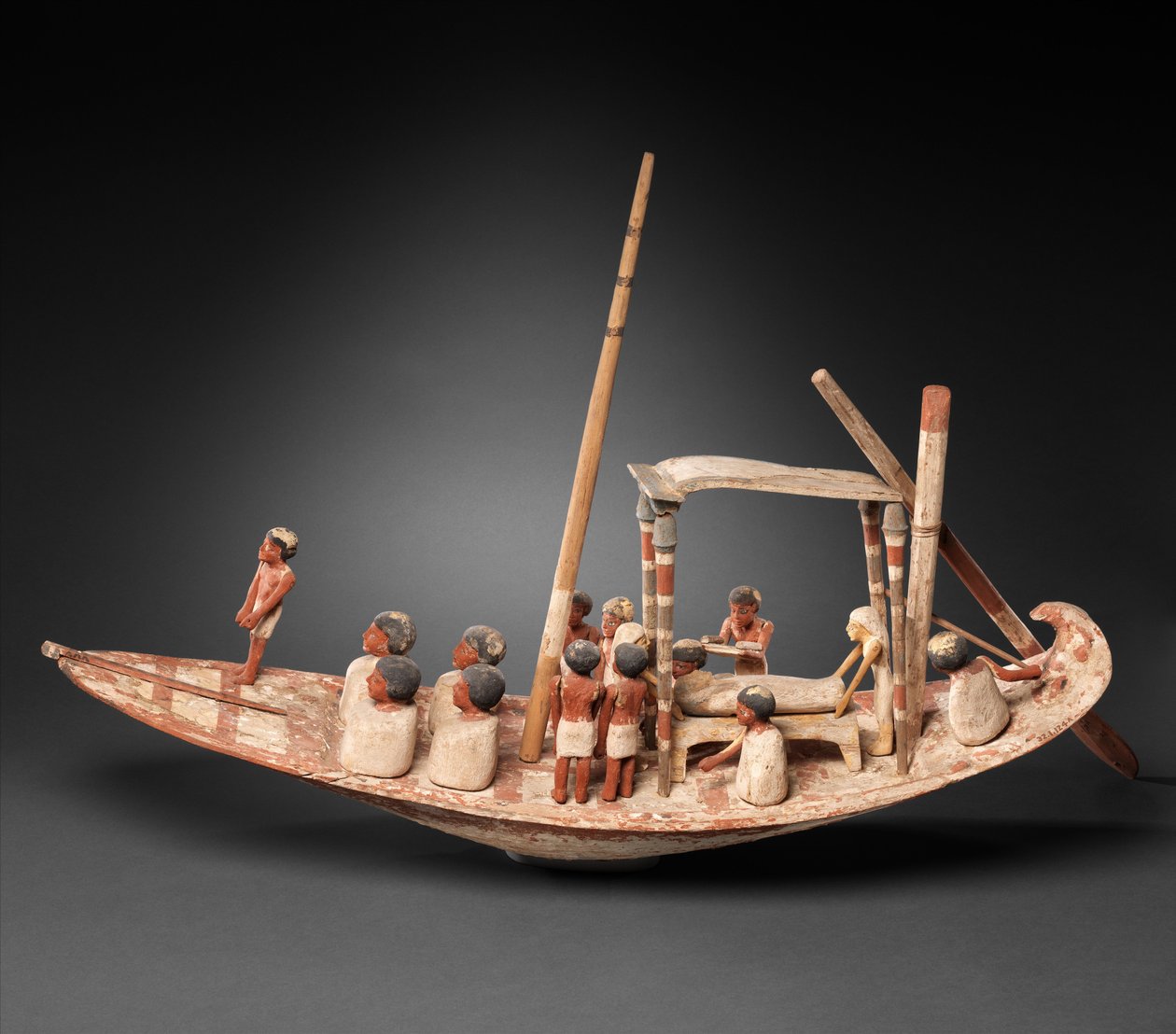 Bir Mumyayı Taşıyan Model Yelkenli Tekne, MÖ 1900–1885 (ahşap, boya) by Egyptian 12th Dynasty