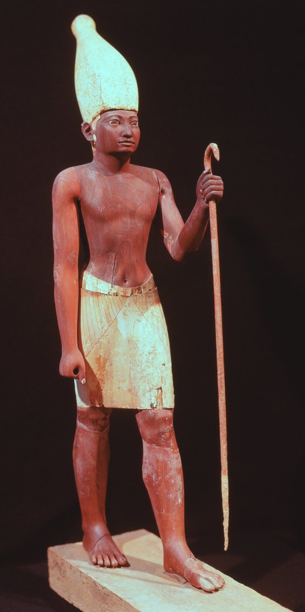 I. Sesostris Heykeli (MÖ 1971-28 yılları arasında hüküm sürdü) Beyaz Taçlı (sedir ağacına boyanmış) by Egyptian 12th Dynasty