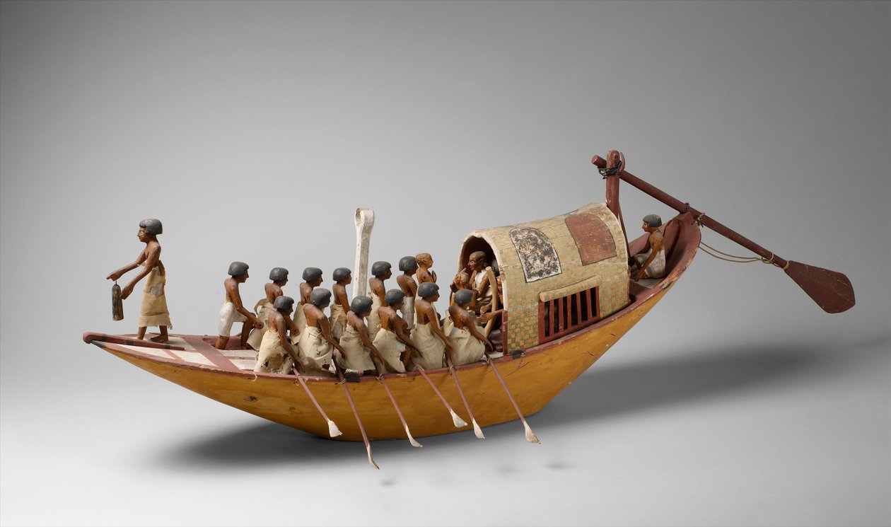 Meketre Mezarından Kürek Çektirilen Gezici Tekne, M.Ö. 1981–1975 dolayları. (ahşap, boya, gesso, keten sicim ve keten) by Egyptian 12th Dynasty