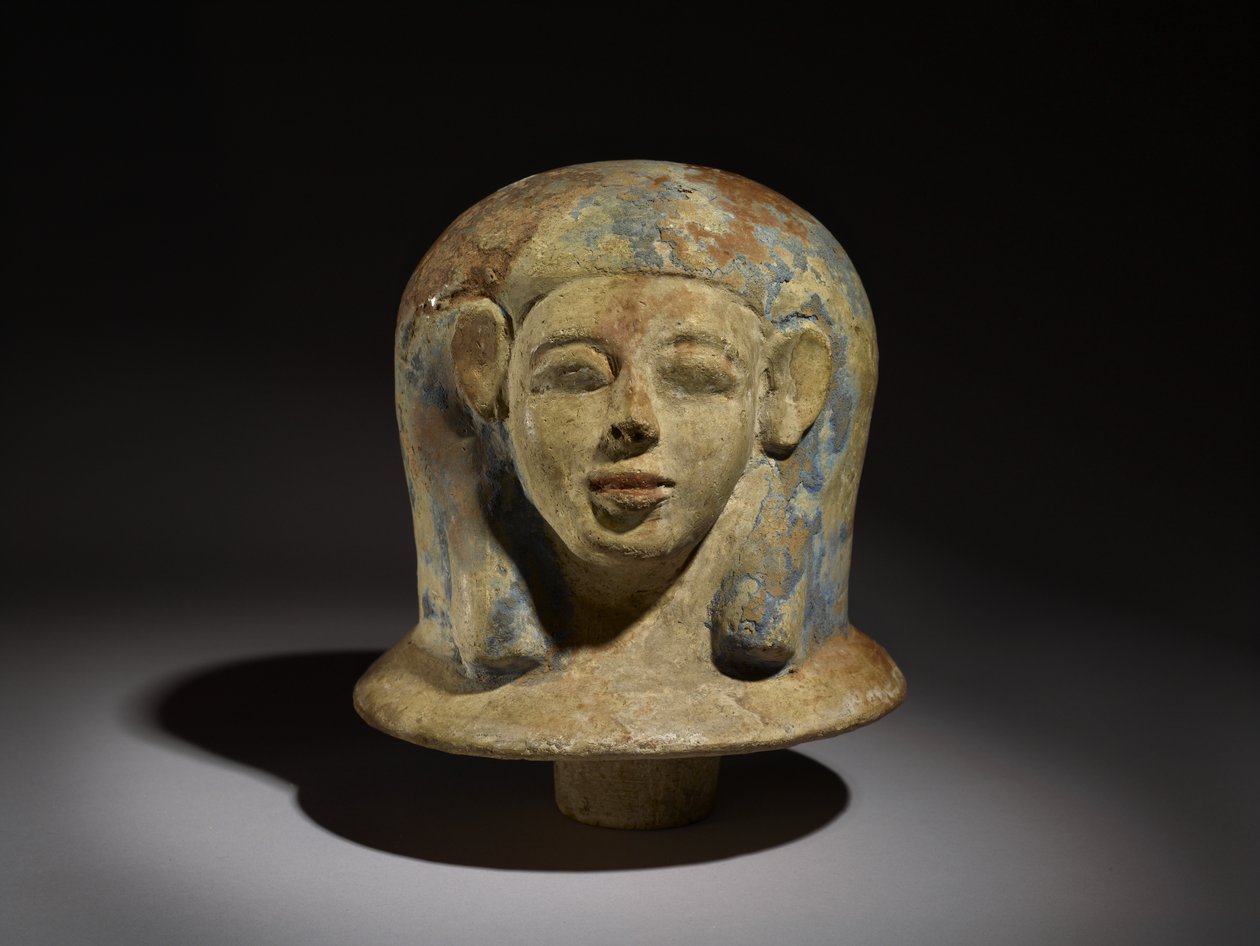 Kafa Şeklinde Kanopik Kavanoz Kapağı by Egyptian 17th Dynasty