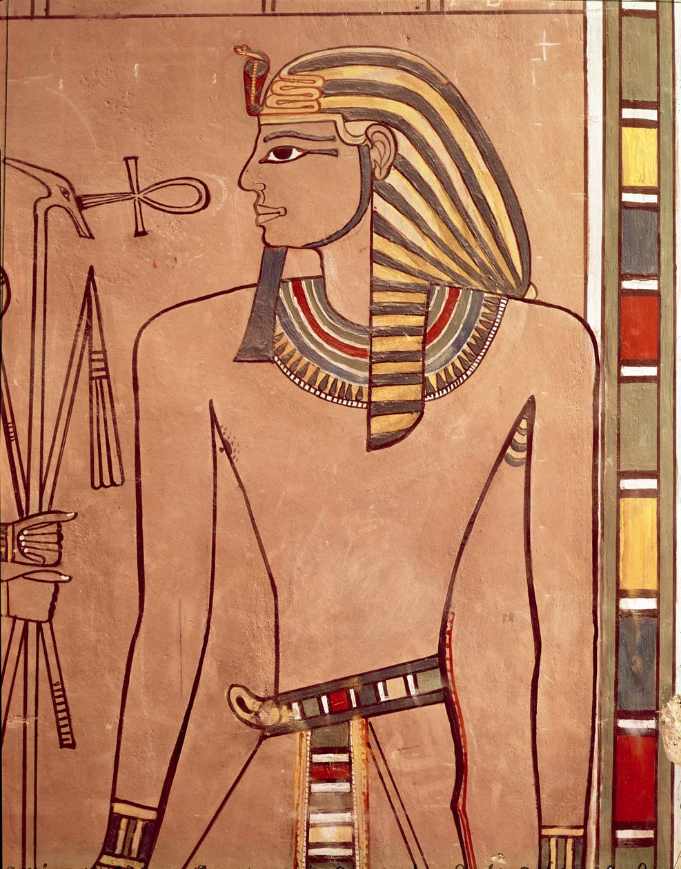 Amenhotep II (MÖ 1427-1392), mezarının lahit odasından dudaklarına kaldırılan bir ankh ile, New Kingdom (boyalı kireçtaşı) by Egyptian 18th Dynasty