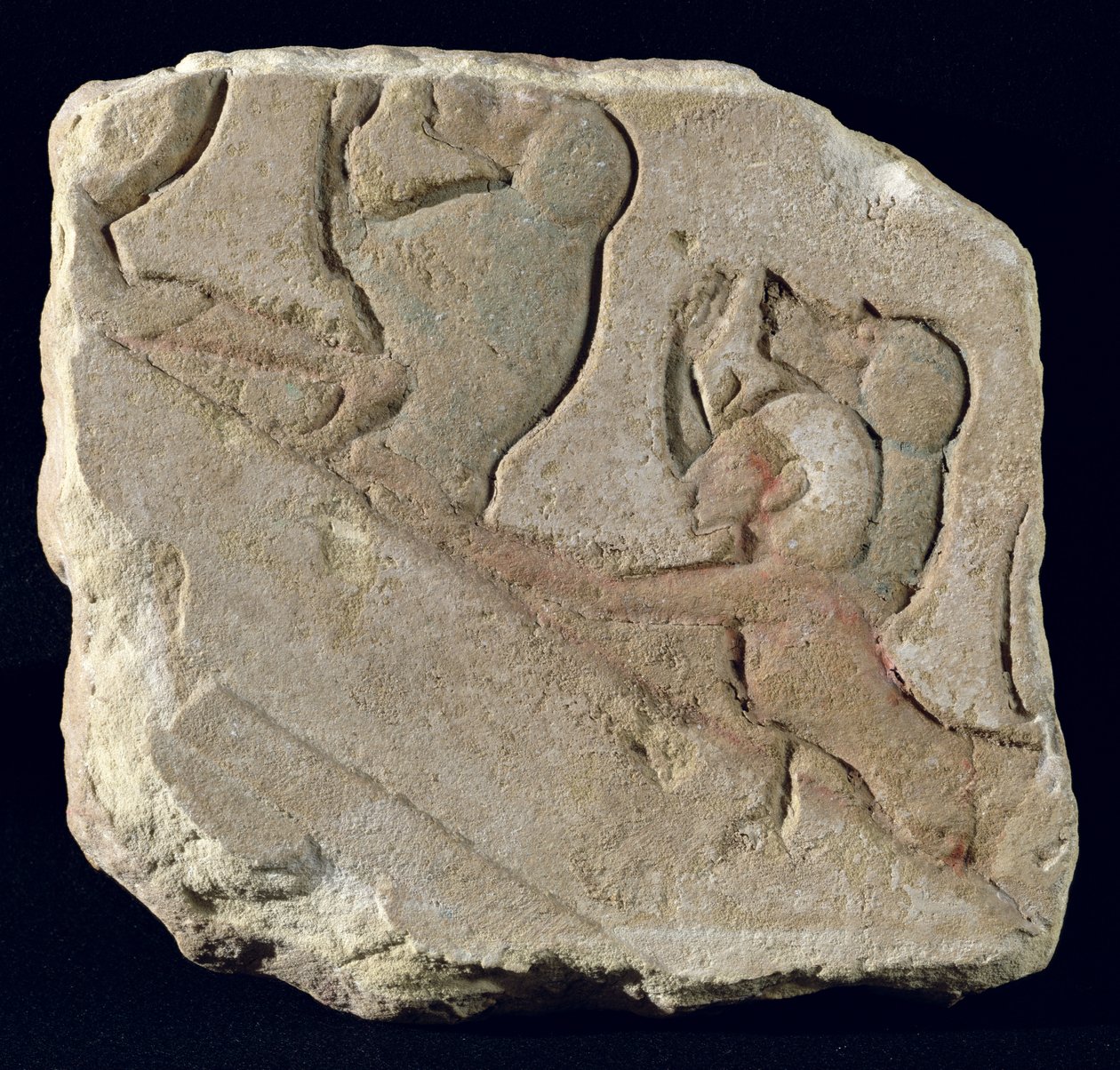 Amenophis IV (Akhenaten), babunlarla, Yeni Krallık (boyalı taş) by Egyptian 18th Dynasty