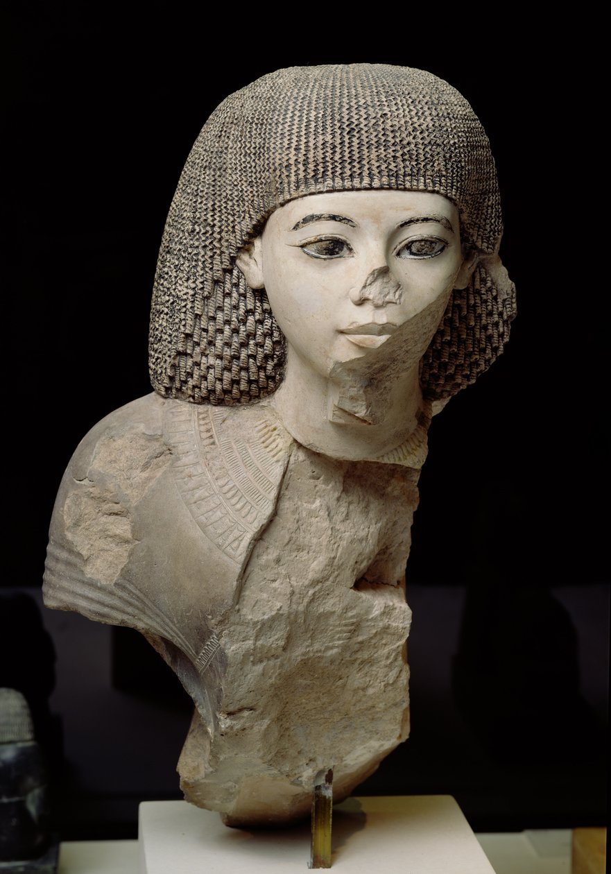 Kraliyet Katibinin Büstü, Meniou, Yeni Krallık, MÖ 1391-53 (kireçtaşı) by Egyptian 18th Dynasty
