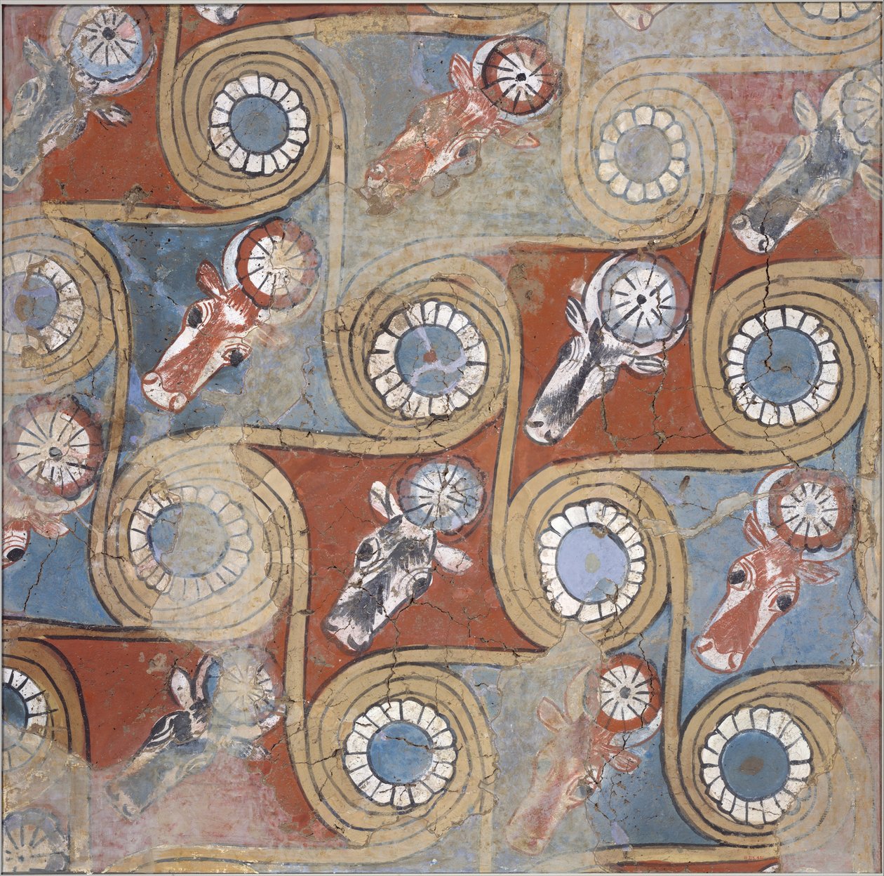 Amenhotep III sarayından tavan resmi, MÖ 1390-1353 dolayları (kuru çamur, çamur sıva, gesso) by Egyptian 18th Dynasty