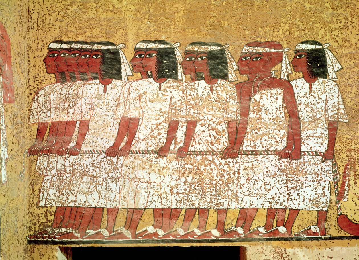 Tutankhamun'un Mezarı'ndan Kralın katafalkını çeken kortej (MÖ 1370-52) Yeni Krallık (duvar resmi) by Egyptian 18th Dynasty