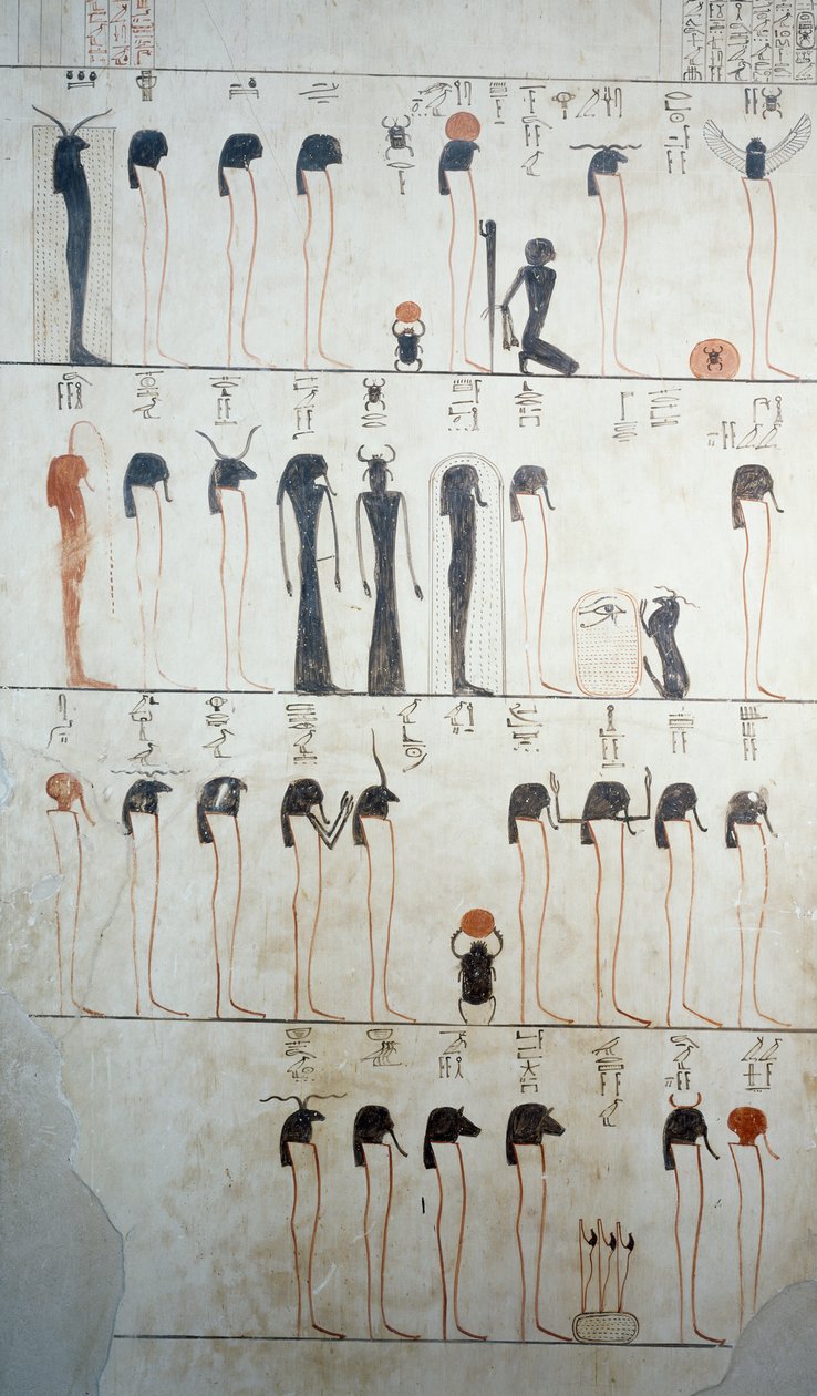Tuthmosis III Mezarı, Krallar Vadisi, Luksor, Thebes (Unesco Dünya Mirası Listesi) mezar odasındaki fresklerin detayı by Egyptian 18th Dynasty