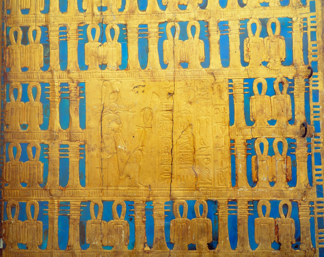 Mısır antikası: gölgelik kutusunun detayları. Tutankhamun