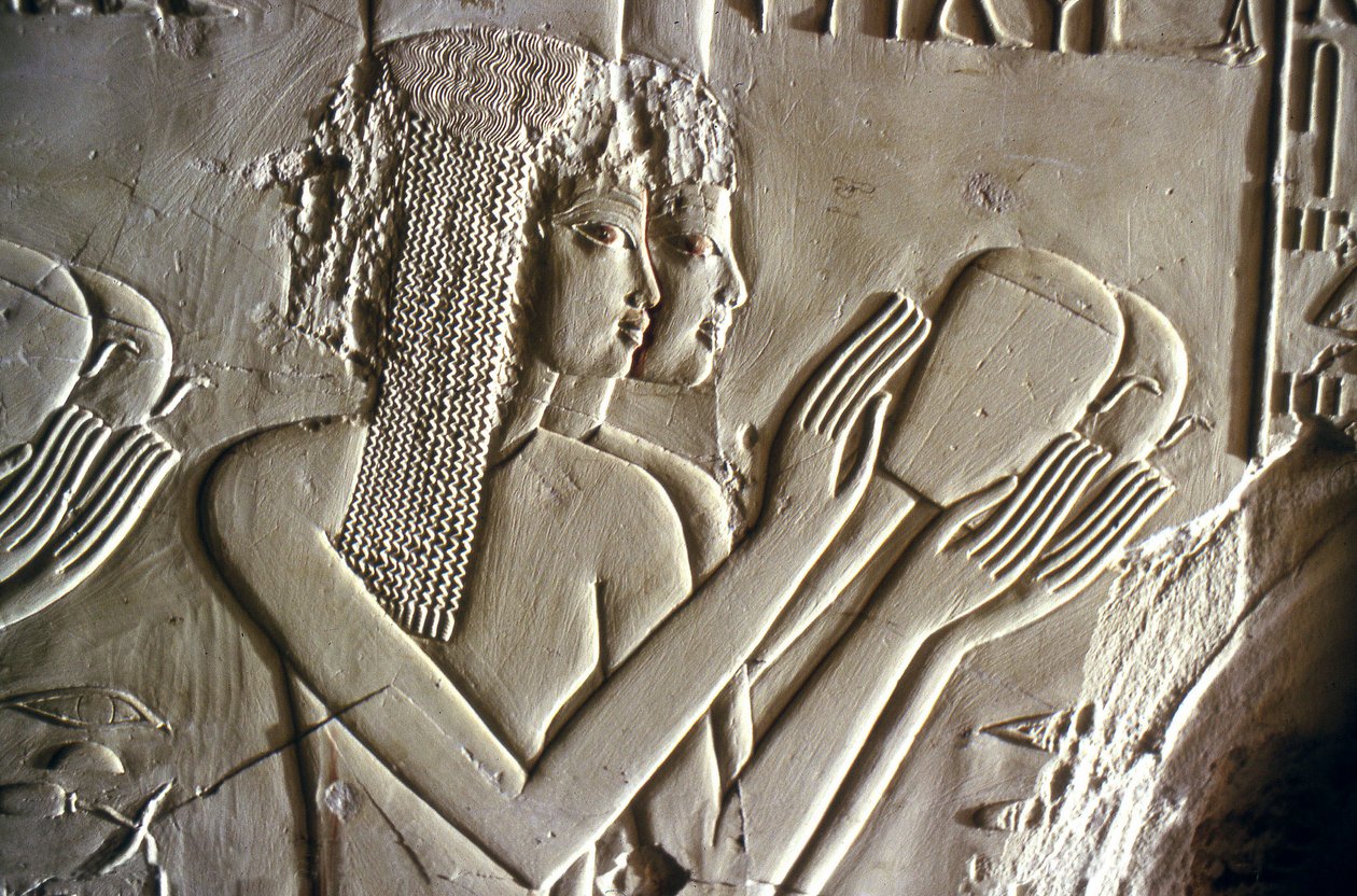 Mısır antikası: adak sunan genç kızlar. Kheruef Mezarı (TT192) (18. Hanedan) by Egyptian 18th Dynasty