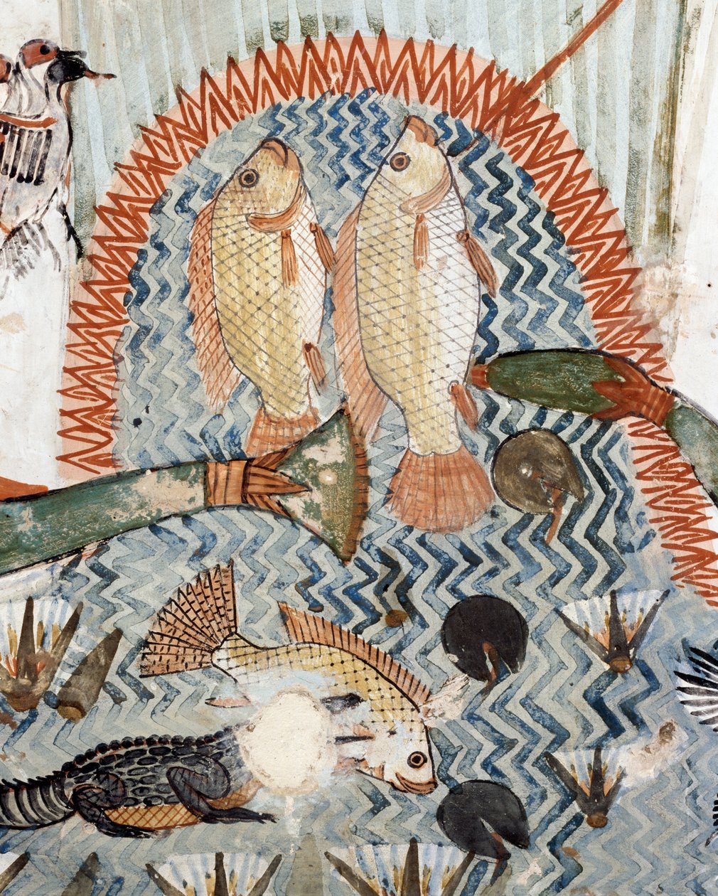 Balık, bataklıklarda avlanma ve balık tutma sahnesinden detay, fresk, kuzey duvarı, boyuna oda, Theban Mezarı TT69, Şeyh Abd el-Qurna, Thebes (Unesco Dünya Mirası Listesi) by Egyptian 18th Dynasty