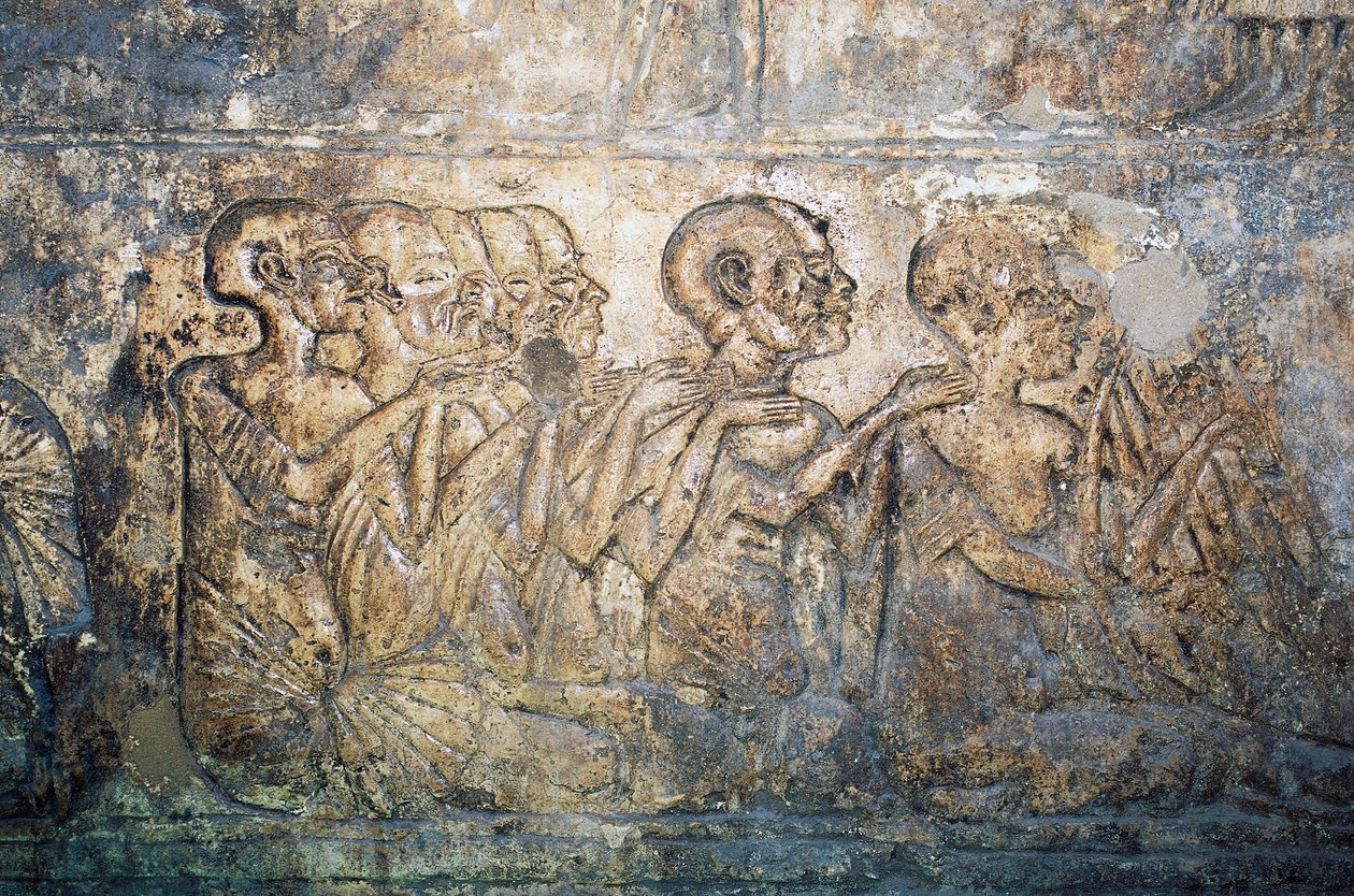 Yabancı misafirlerin Kraliçe Nefertiti#39;ye hediyeler sunması, Merire#39;nin mezarından kısma, Tell el-Amarna Nekropolü, Mısır, Mısır uygarlığı, Yeni Krallık, Hanedan XVIII by Egyptian 18th Dynasty