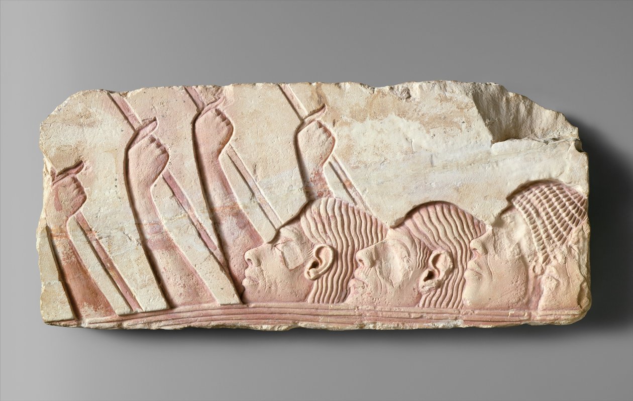 Bir Alaydaki Yabancılar, MÖ 1345 (boyalı kireçtaşı) by Egyptian 18th Dynasty