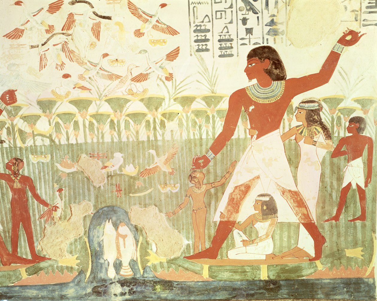 Avcılık ve Balıkçılık, Nakht Mezarından, Yeni Krallık (duvar resmi) by Egyptian 18th Dynasty