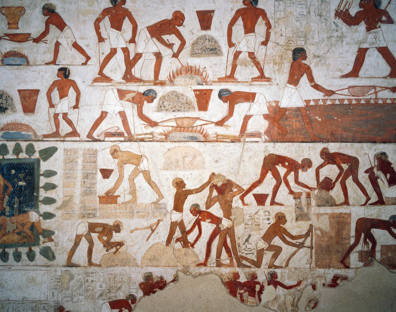 Kerpiç, fresk, şapel, Rekhmire Mezarı (TT100), Şeyh Abd el-Qurna, Thebes (Unesco Dünya Mirası Listesi) metal işleme ve imalatı by Egyptian 18th Dynasty