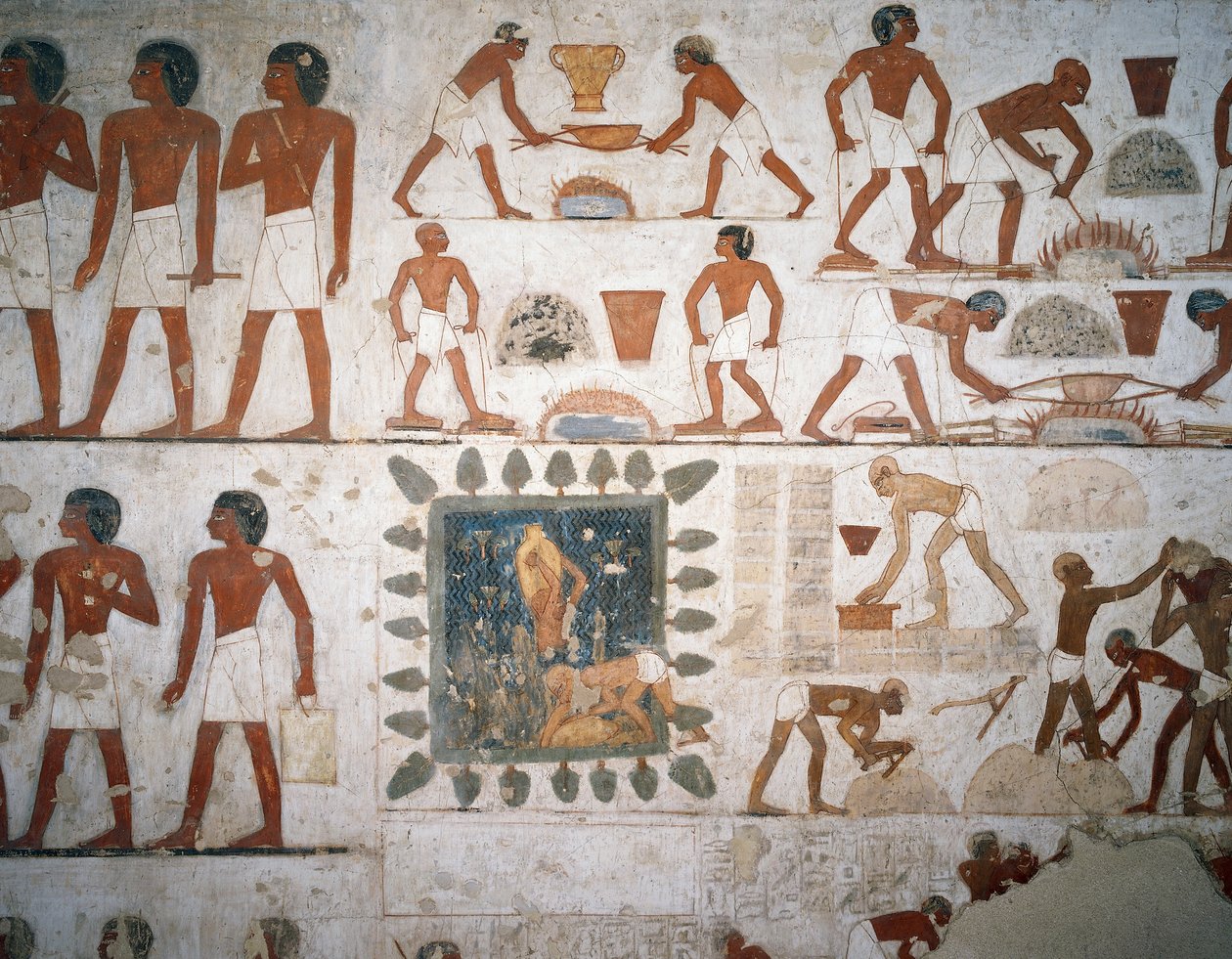 Kerpiç, fresk, şapel, Rekhmire Mezarı (TT100), Şeyh Abd el-Qurna, Thebes (Unesco Dünya Mirası Listesi) metal işleme ve imalatı by Egyptian 18th Dynasty