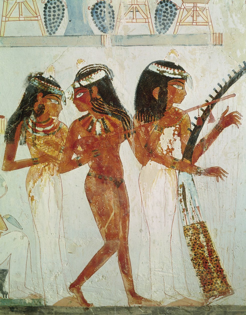 Nakht Mezarından Müzisyenler ve Bir Dansçı, Yeni Krallık (duvar resmi) by Egyptian 18th Dynasty