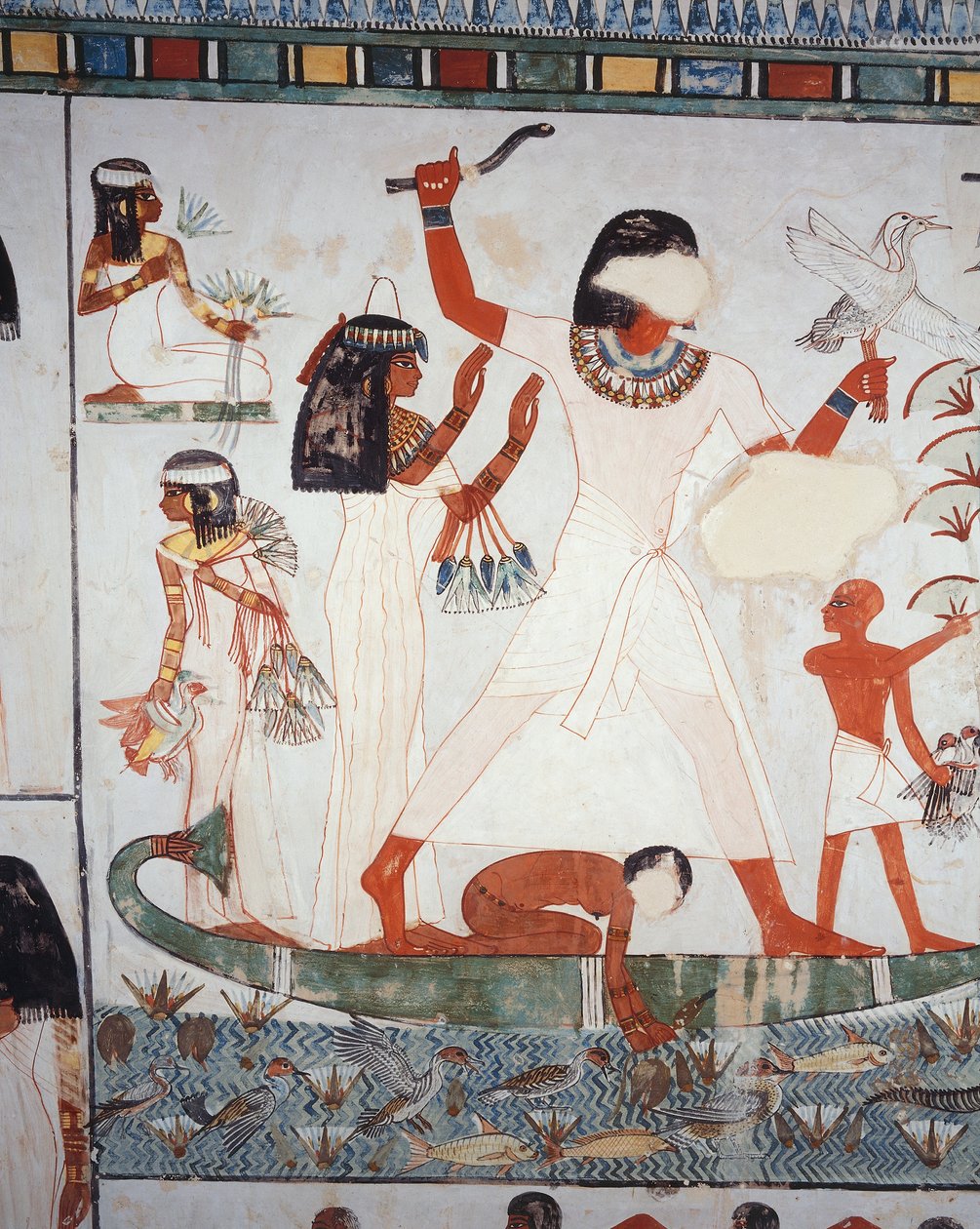 Bataklıklarda avlanma ve balık tutma sahnesi, fresk, kuzey duvarı, boyuna oda, Theban Mezarı TT69, Şeyh Abd el-Qurna, Thebes (Unesco Dünya Mirası Listesi) by Egyptian 18th Dynasty