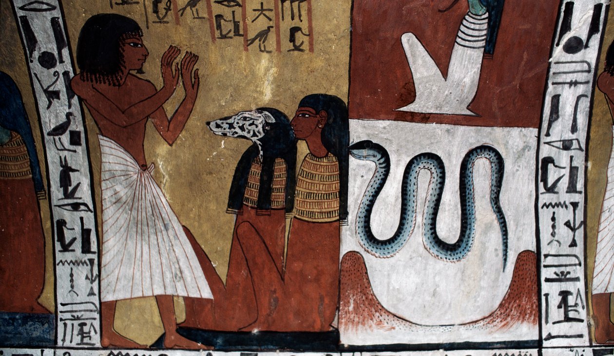 Duvar resmi, Sennedjem Mezarı, Krallar Vadisi, Luxor, Thebes (UNESCO Dünya Mirası Alanı) by Egyptian 18th Dynasty
