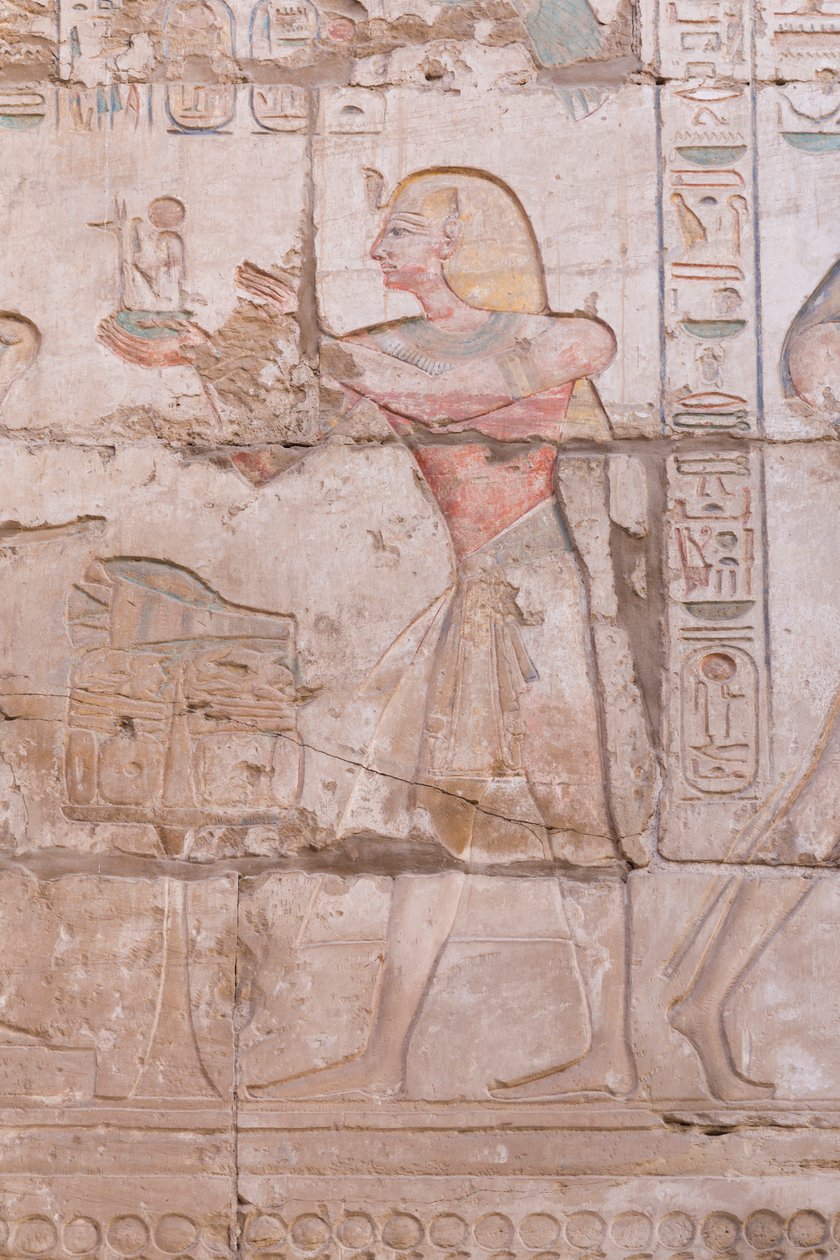 Duvar kabartmaları, büyük hipostil salonu, Karnak tapınak kompleksi, Luksor, Mısır by Egyptian 18th Dynasty
