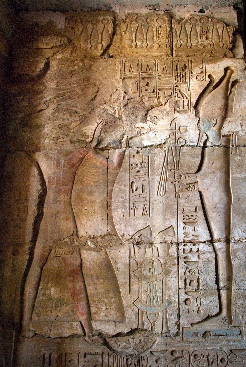 Antik Mısır Sanatı: Set I tapınağının portikosunun alçak kabartması (Stay veya Set I by Egyptian 19th Dynasty