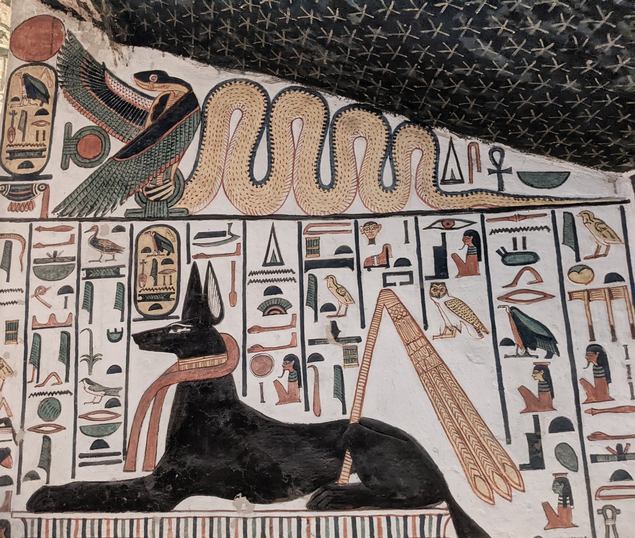 Anubis ve kobra (duvar resmi) by Egyptian 19th Dynasty