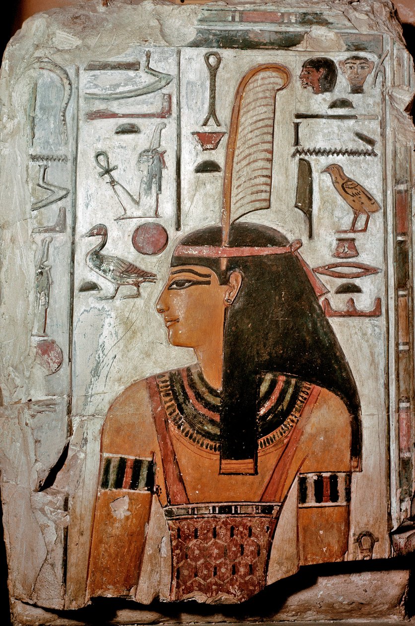 Mısır Sanatı: Sethi I Mezarı (KV 17). Maat, hakikat ve adalet tanrıçası ve hiyeroglifler by Egyptian 19th Dynasty