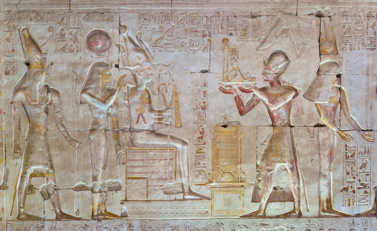 Renkli kabartma, Seti I tapınağı, Abydos, Mısır by Egyptian 19th Dynasty
