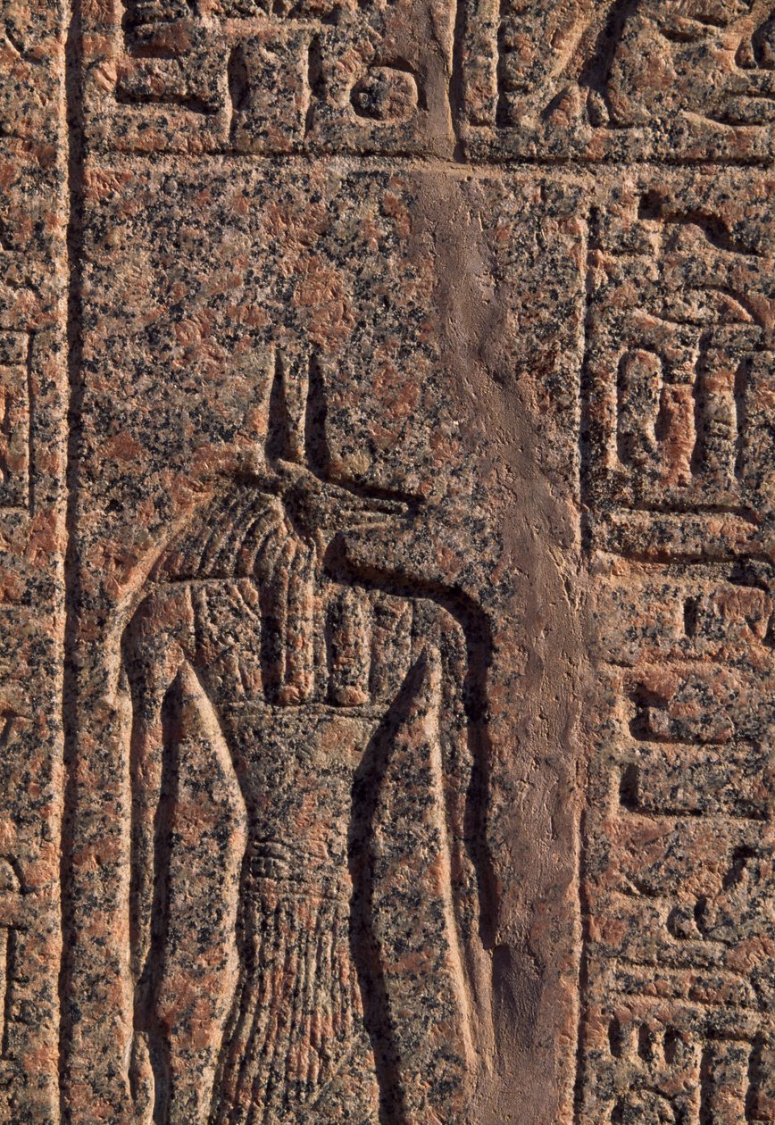 Anubis#39;in tasviri, Anubis ve başka bir Tanrı#39;nın yazıtının ve kabartmasının detayı, Amenhotep#39;in lahiti, Memphis (Unesco Dünya Mirası Listesi) by Egyptian 19th Dynasty
