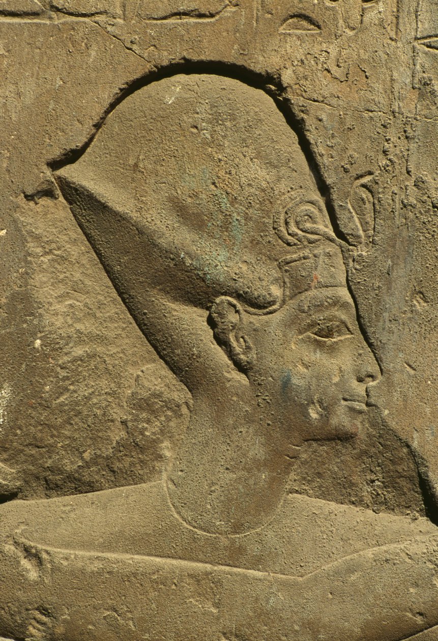 Bir firavunun (taş) başını betimleyen bir kabartmanın detayı by Egyptian 19th Dynasty