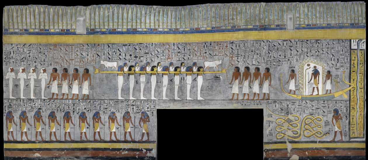 Mısır, Teb, Luksor, Krallar Vadisi, I. Ramses Mezarı, 19. hanedandan mezar odasındaki güneş kabuğunda Ra