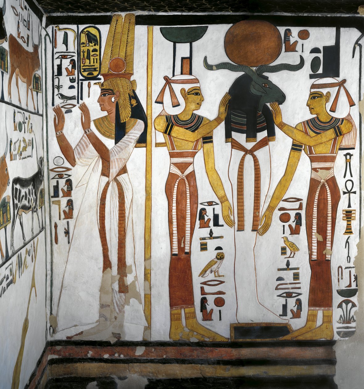 Mısır, Teb, Luksor, Kraliçeler Vadisi, Nefertari Mezarı, antrenin eki, duvar resimleri, Osiris
