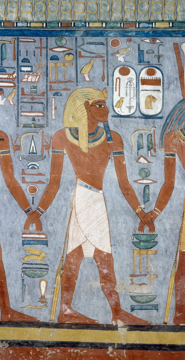 Erkek figürü, Ramses I Mezarı, Krallar Vadisi, Luksor, Thebes (Unesco Dünya Mirası Listesi) mezar odasındaki fresklerden detay by Egyptian 19th Dynasty