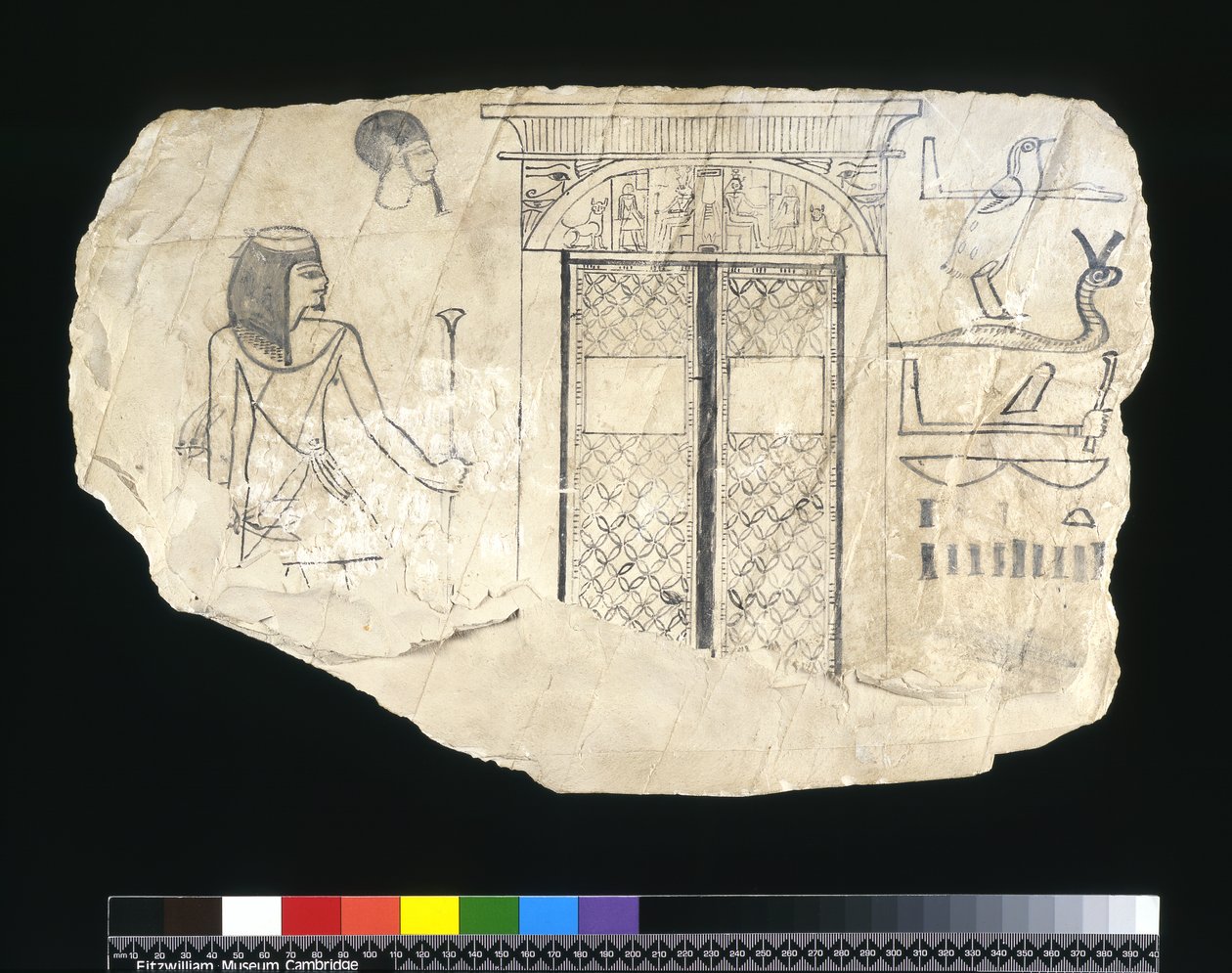 Ostracon, Yeni Krallık, yaklaşık 1295-c.1186 MÖ (boyalı kireçtaşı) by Egyptian 19th Dynasty