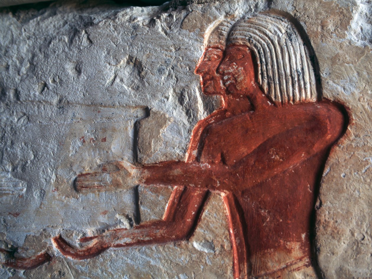 Taşıyıcıları tasvir eden kabartma, Leteya#39;nın mezarı, Saqqara, Mısır, Mısır uygarlığı, Yeni Krallık, XIX Hanedanı by Egyptian 19th Dynasty
