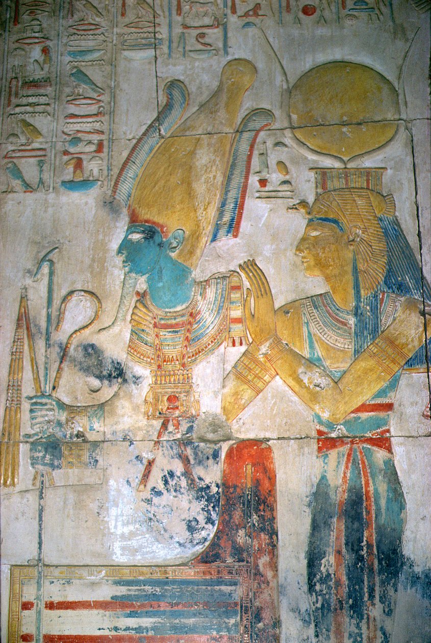 Osiris ve İsis'in Rölyefi, Yeni Krallık (duvar resmi) by Egyptian 19th Dynasty