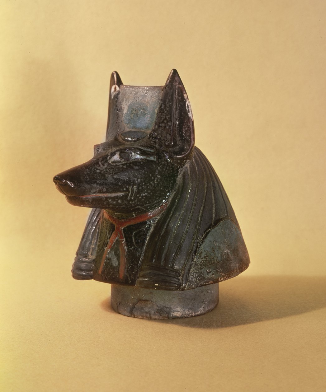 Duamutef, New Kingdom (seramik) başı şeklinde bir kanopik kavanozdan tıpa by Egyptian 19th Dynasty