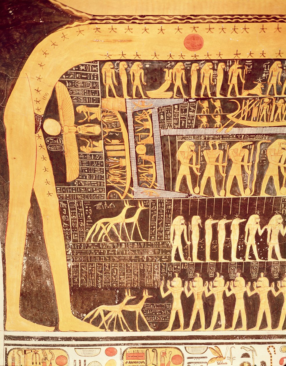 Ramses VI Mezarı (MÖ 1143-1136) Yeni Krallık (duvar resmi) mezar odasının tavanından Günün Kitabından detay by Egyptian 20th Dynasty