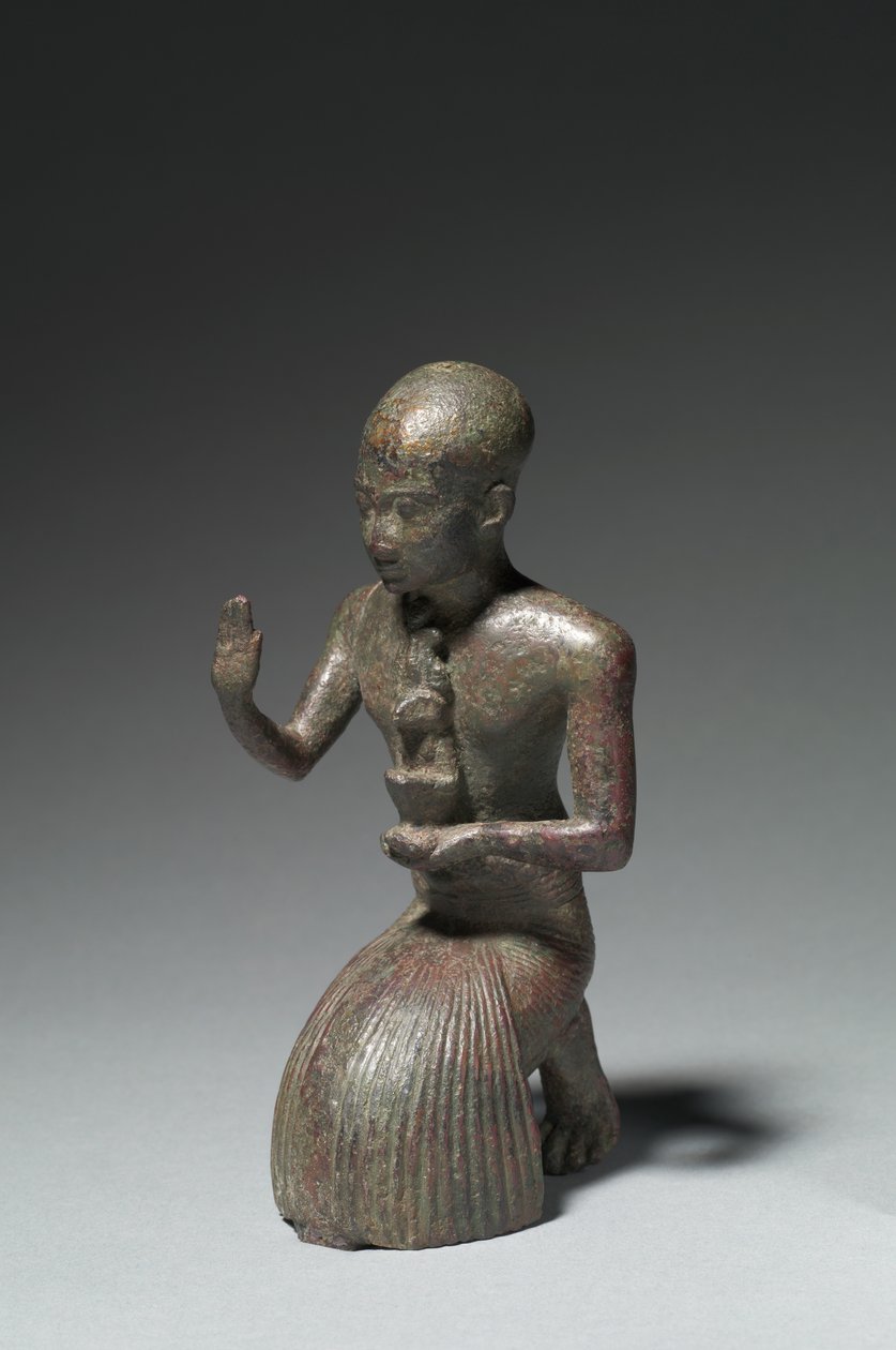 Diz çökmüş bir rahip heykelciği, MÖ 1186-1069 by Egyptian 20th Dynasty